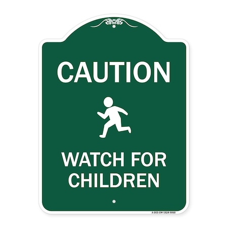Signmission Caution Watch For Children Heavy-Gauge Aluminum Architectural Sign, 24" x 18", GW-1824-9860 A-DES-GW-1824-9860